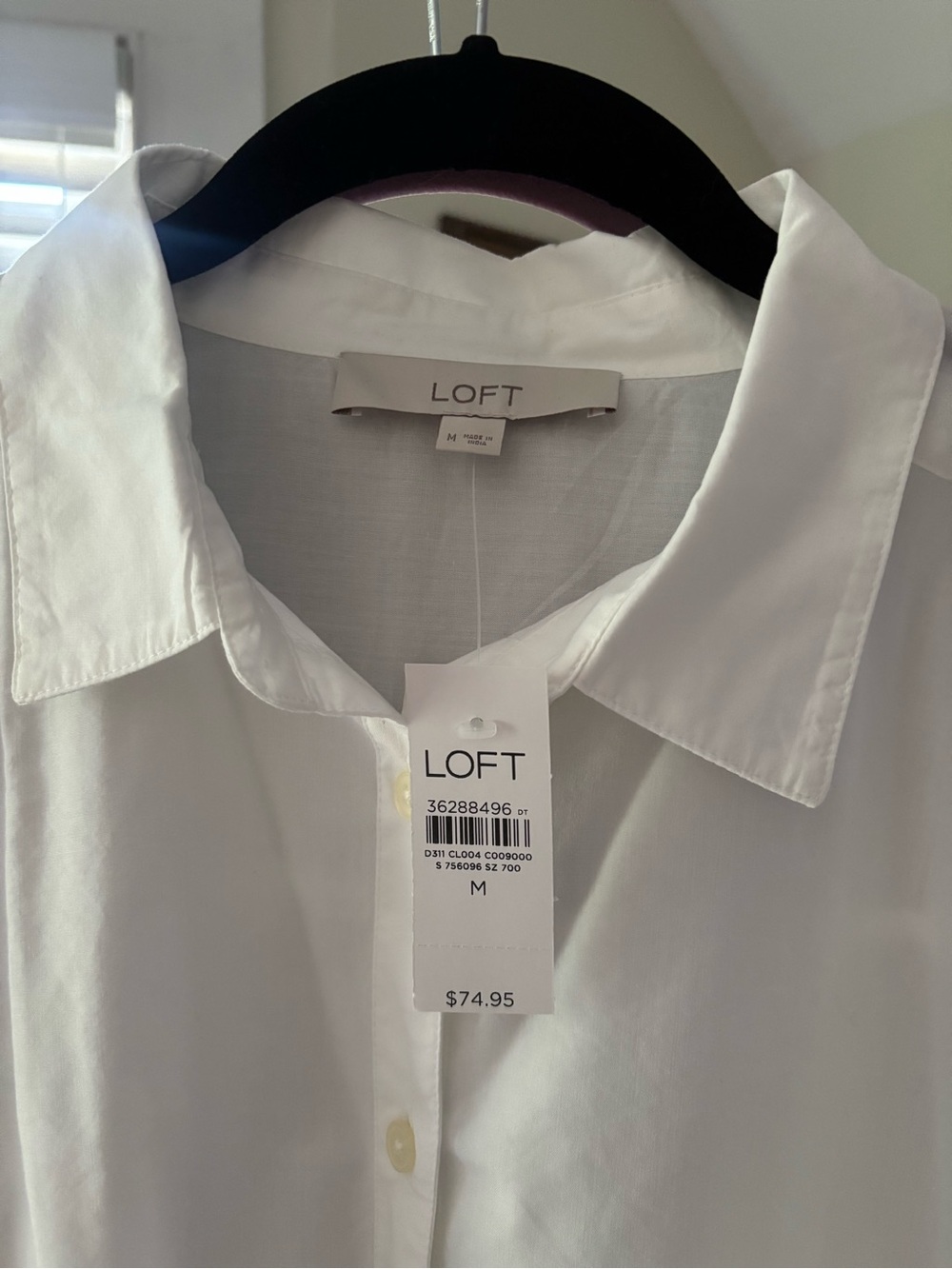 LOFT White Button-Down Shirt with Eyelet Detail - Medium NWT - Picture 2 of 6
